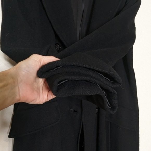 Vintage Cashmere Full Length Double Breasted Dress Coat Black M/L - Picture 5 of 16